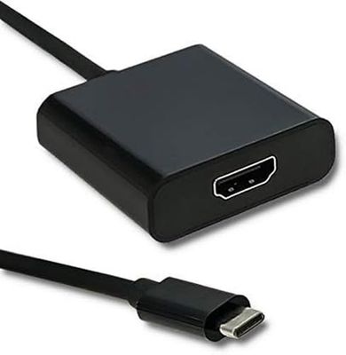 Qoltec 50375 Adaptateur de câble USB 3.1 Type C HDMI A Noir - Adaptateur pour câble (USB 3.1 Type C, HDMI A, Male Connector/Female Connector, 0,23 m, Noir)
