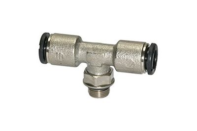 Raccord en T « click-clock » rotatif G 1/4 A pour tuyau extérieur Ø 8 mm, pression de travail max. 16 bar, laiton vern., SW 14