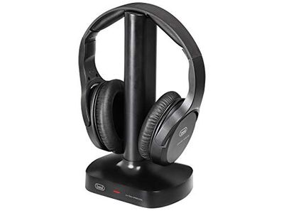 Trevi FRS 1480 R Cuffie TV Wireless Senza Fili, Portata Fino a 30 Metri, Ideale per TV e Hi-Fi, Ingresso Ottico, Batteria Ricaricabile, Alimentatore Base e Cavo Ottico in Dotazione