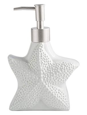 Mathew O Keramische Relief Zeester/Shell Zeepdispenser Zeepfles Lotion Fles met Pomp