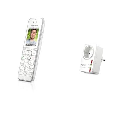 AVM FRITZ!Fon C6 DECT-comforttelefoon wit, Duitstalige versie, Wit & Avm Fritz! DECT Repeater 100, Dect repeater, verhoogt de DECT-reikwijdte