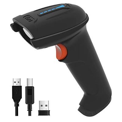 Tera Lecteur de Codes Barres sans Fil et Filaire avec Indicateur de Niveau de Batterie Scanner de Codes-Barres Imprimés Numériques 1D 2D QR Douchette Portable Plug and Play, Modèle D5100