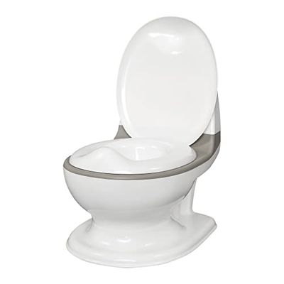 Nuby Dr. Talbot's - My Real Potty - Pot pour bébé avec bruit de chasse - Toilette enfant - Pot d’apprentissage de la propreté - Avec vrai son et piles incluses - Gris et Blanc - 18+ mois
