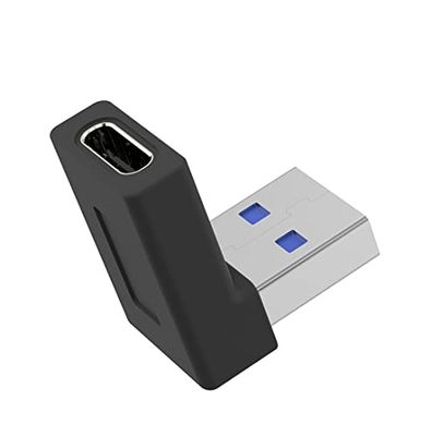 PremiumCord Adattatore da USB-C a USB 3.0 A femmina a maschio, connettore curvo, super velocità, 5 Gbps, colore: Nero