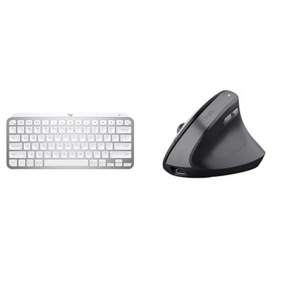 Logitech MX Keys Mini & Trust Yuno Wireless Ergonomic Mouse, Rechargeable