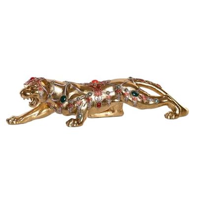 FIGURA RESINA 39X11X10 PANTERA DORADO