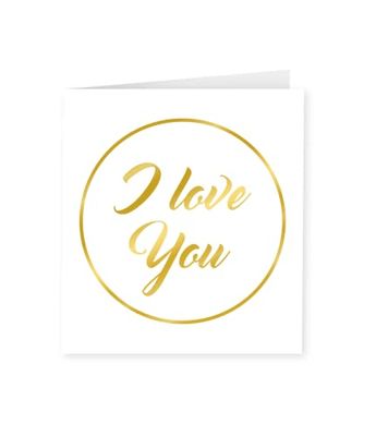 PD-Party 7028037 Valentijns Dag Kaart - I Love You, Goud/Wit, 15cm Lengte x 15cm Breedte x 0.5cm Hoogte