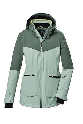 killtec Donna Giacca da sci/giacca funzionale con cappuccio, paraneve e ventilazione sotto le ascelle KSW 40 WMN SKI JCKT, hell stahlmint, 36, 41973-000