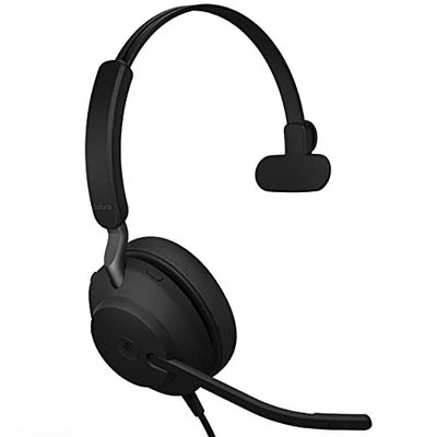 Jabra Evolve2 40 UC Wired Headphones, USB-A, Mono, Black – Telework Headset for Calls and Music, Enhanced All-Day Comfort, Passive Noise Cancelling Headphones, UC-Optimized with USB-A Connection
