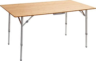 BRUNNER Mesa Plegable para Exteriores, de Picnic, de Camping, jardín, terraza, de Aluminio, con Elegante Estante de bambú - Camperking M - Rectangular, Robusta con Capacidad de Carga hasta 30 kg