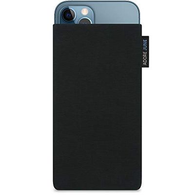 Adore June Klassisk svart väska kompatibel med iPhone 13 Pro Max/iPhone 12 Pro Max mobilväska av resistent Cordura-tyg med displayrengöringseffekt, tillverkad i Europa
