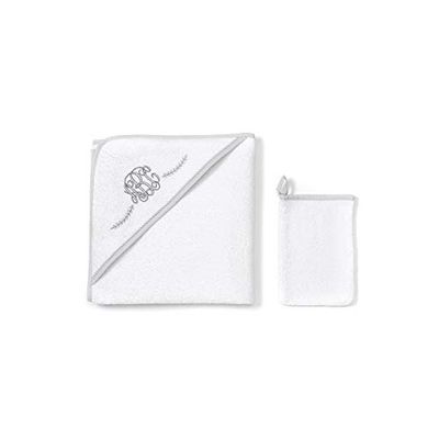 Funnababy Luxury ABC - Toalla con capucha bordada y guante de lavado