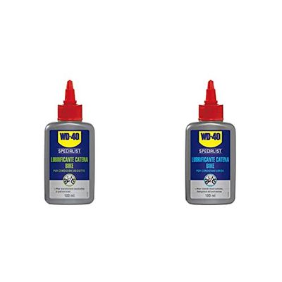 WD-40 Bike - Lubrificante Catena Bici e MTB per Condizioni Asciutte e Polverose Formula con PTFE - 100 ml & Bike Lubrificante Catena Bici e MTB per Condizioni Umide, 100 ml