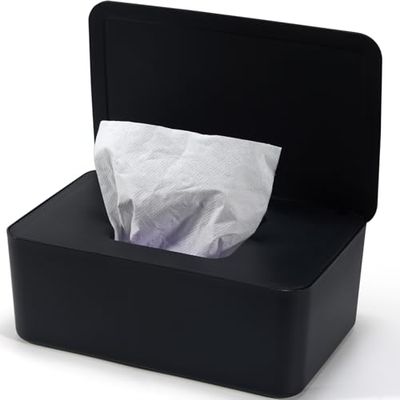 Pudełko na wilgotne chusteczki dla niemowląt, czarne pudełko do przechowywania wilgotnego papieru toaletowego, wilgotne pudełko na chusteczki z pokrywką, do domu i biura