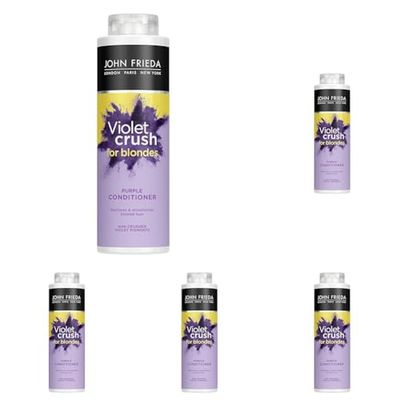 John Frieda Violet Crush for Blondes Toning Conditioner for Blonde Hair, Purple Conditioner for Blondes Value Pack 500 ml (Pack of 5)