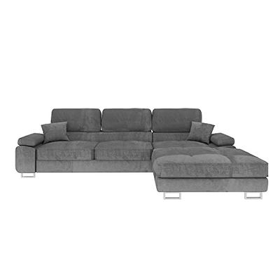 Selsey Ganta - Canapé d’Angle Droit - Gris, Fonction de lit, Coffre de Rangement - Style Moderne