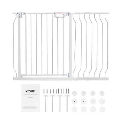 VEVOR Baby Gate, 29.5"-46.4" Extra Wide, 30" High, Dog Gate for Stairs Doorways and House, Easy Step Walk Thru Auto Close Child Gate Pet Security Gate with Pressure Mount Kit and Wall Mount Kit, White