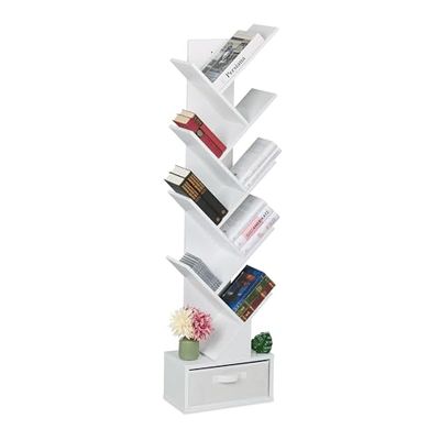 Relaxdays Petite bibliothèque prenant la Forme d'un Arbre, 9 Branches, H x L x P : 146 x 38 x 22 cm, Blanche