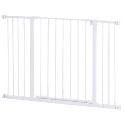 PawHut Dog Gate Pet Safety Gate Stair Barrier Pressure Fit Adjustable 76-82/86-97/101-107 cm, White