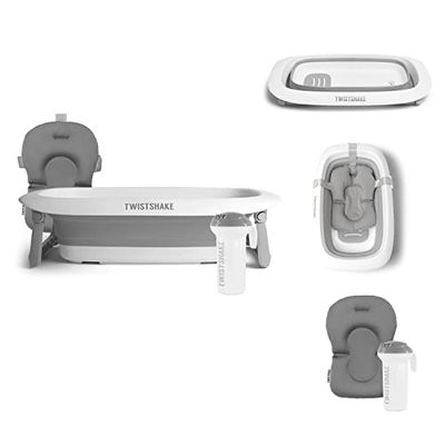 Twistshake Zestaw Do Kąpieli Dla Dziecka - 3 Elementów| Składana Wanna + Poduszka + Płuczka | Lekki - Przenośny - Łatwy Do Czyszczenia | Ergonomiczny Design | Bez BPA/BPS