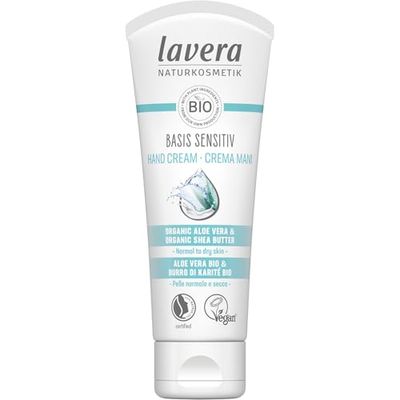 lavera Base Sensitiv crema per le mani – con aloe vera e burro di karitè biologico – assorbe rapidamente – umidità di lunga durata – cura intensiva – cosmetico naturale – vegano – biologico (1 x 75