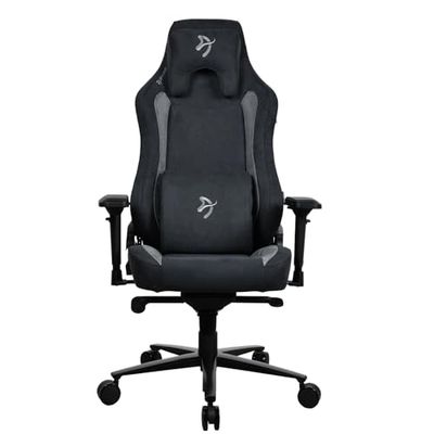 Arozzi Vernazza Supersoft™ duurzame meubelstof, zachte nek- en lendenkussens gemaakt van traagschuim, ondersteunt 145kg/320lbs, ergonomisch, vloeistofafstotend - Antraciet