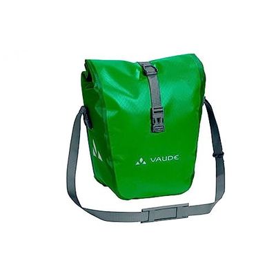 VAUDE Aqua Front Tapetes dianteiros para bicicleta, conjunto de 2 sacos adaptáveis ao carregamento e impermeáveis, verde (verde), 28 L (2 x 14 l)