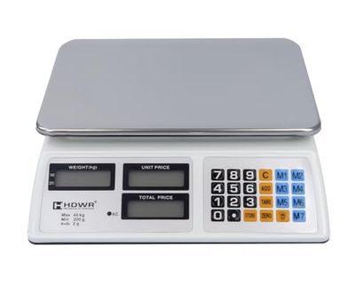 Winkelweegschaal, Elektronisch, Digitaal Display, Weegvermogen Tot 40 kg, 3 Displays, Platformafmetingen 32 x 23 cm, Tarraweegschaal, Batterijcapaciteit 4 Ah, HDWR wagPRO-S40