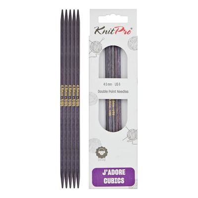 KnitPro J'Adore Cubics Ferri da Maglia a Doppia Punta Set da 5 - Spilli in Legno per Calzini Cappelli Guanti Corti per Maglia Rotondi - 20 cm x 4,00 mm