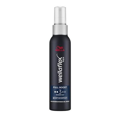 Wellaflex Men Full Boost Spray de gel épaississant pour les cheveux | Spray puissant pour homme | Cheveux plus épais | Avec caféine | Testé dermatologiquement et sans silicone | 150 ml