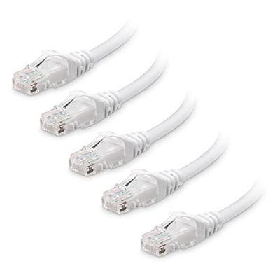 Cable Matters 5-pak 10 Gb/s krótki kabel Ethernet Cat6 Cat6 2,1 m (kabel Cat6, kabel Cat 6) w kolorze białym 2,1 m