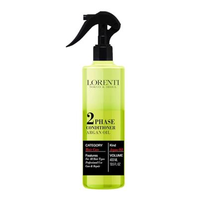 LORENTI TOKYO & SEOUL Après-shampoing 2 phases à l'huile d'argan 400 ml | Cure capillaire | Traitement en spray | Démêlant sans rinçage en spray pour cheveux normaux à secs | Après-shampoing deux