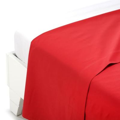 Caleffi Lenzuolo sopra Cotone Tinta Unita Rosso Singolo in Cotone - 00997