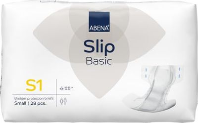 ABENA Slip Basic S1 | Pack of 28 | Incontinence Pads Women & Men with an Absorbency of 1500ML | Fast Absorbing Adult Nappies with a Odour Control System. ABENA Incontinence Pads Hip Size 60-85cm.