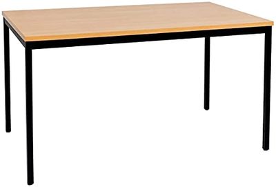 furni24 MA10785 Bureau, Bois, Noir/hêtre, 120 cm x 80 cm x 75 cm
