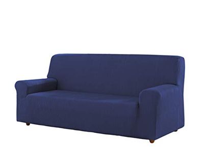 Estoralis Berta | Funda Sofá de Diseño Moderno | Tejido Elastico Azul | para Sofá 3 Plazas de 170 a 220 cm. | Protector de Sofá | Adaptable a Todo Tipo de sofás