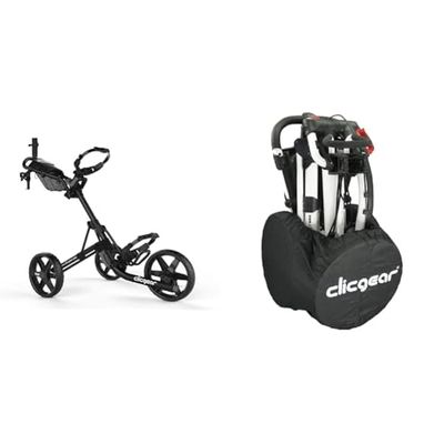 Clicgear Unisexe 4.0 - Chariot 4 0 ARGENTÉ, ARGENTÉ, Taille Unique pour Le Royaume-Uni + Porte-gobelet Golf Trolley XL, Noir