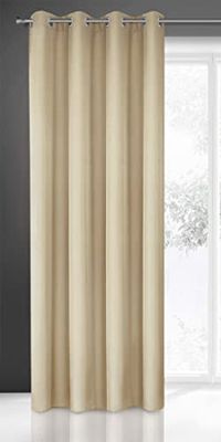 Eurofirany Rita Long de Couleur Unie-1 Unité, Œillets, Rideaux Modernes pour Chambre, Salon, Salle à Manger, Polyester, Beige, 140x250 cm