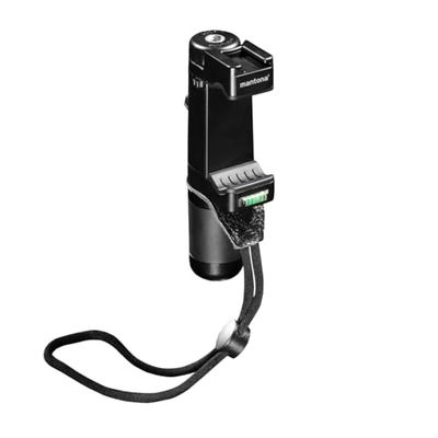 Mantona Smartphonehouder Movie Maker - Professionele, comfortabele smartphonehouder met klem, aluminium handvat, voor smartphone en iPhone breedte 55-94 mm, 3 x 1/4 inch en flitsschoen