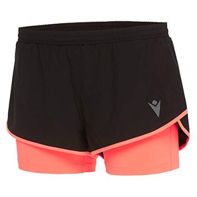 Macron Run Kona Sca Tricia Micro Short 2.5 Stretch Blk/NCOR Wmn, Pantaloncini Donna, Noir/Jaune Fluo, XL