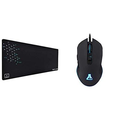 The G-Lab – Pad – Tapis de Souris & Kult Helium Souris Gamer Filaire USB - Capteur Optique 800 à 3200 DPI, Rétroéclairage LED 7 Couleurs, 6 Boutons - Souris Gaming Confortable et Légère (Noir)