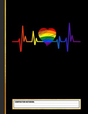 Lovely LGBT Gay Pride Heartbeat Composition Notebook