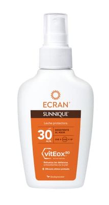 Ecran Sunnique - Spray de Leche Solar Protectora SPF 30, Previene el Envejecimiento de la Piel - 100 ml