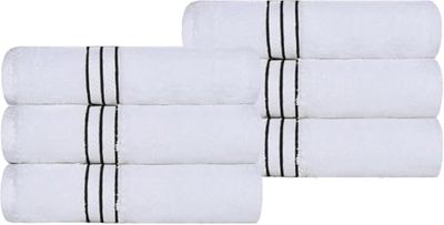 Superior Turkish Cotton Ultra-Plush 6-Piece Hand Towel Set, Small Towels for Home, Apartment, Airbnb, Kitchen, Bathroom Essentials, Absorbent Quick Drying, Bath Accessories, Soft Basics, Black