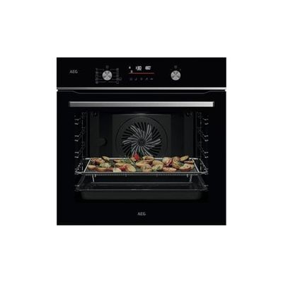 AEG OS6PB511AB Horno Multifunción, 71 L, Limpieza Pirolítica, 9 Funciones, 45 Programas Automáticos, Sonda Térmica, Bandeja AirFry, Pantalla LED, Conectividad Wifi, Negro