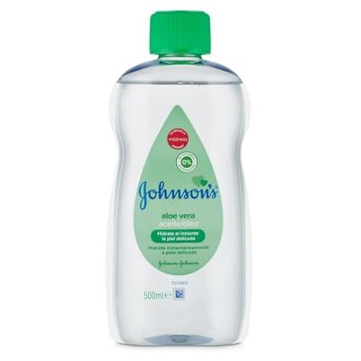 Johnson's Baby Aceite corporal hidratante para bebés con aloe vera (500 ml), aceite de bebé hipoalergénico para toda la familia, probado por pediatras, apto para masajes