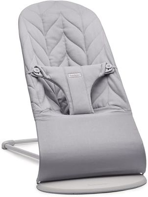 BabyBjörn Babywipstoel Bliss, geweven, bloemblad stiksel, lichtgrijs