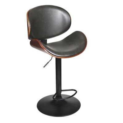 HOME DECO FACTORY The Chaise de Barre Haute Retro Bois, Fer, Noir, 52,5 X 51 X 97-118, Hd6602