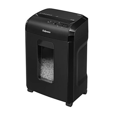 Fellowes distruggi documenti a microframmento 10M, 10 fogli, per casa e piccolo ufficio, uso personale, cestino da 19 litri, distruggidocumenti con blocco di sicurezza, nero