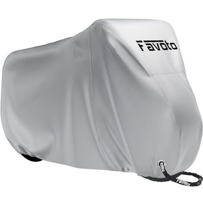 Favoto Custodia Bici Telo Copribici Copertura Biciclette da Esterno 210D Coperta Impermeabile Resistente a Polveri/Pioggia/Neve/UV, può Coprire 2 Biciclette con Sacchetto per Il Trasporto (Argento)